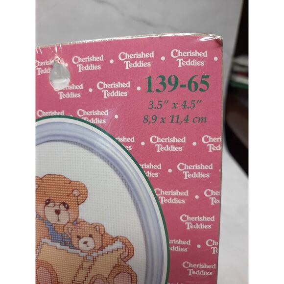 Vintage Janlynn Cherished Teddies Cross Stitch Kit with Frame 3.5x4.5 - Picture 3 of 6